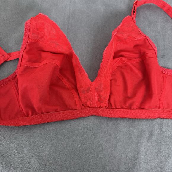 Vintage Vassarette Size 40C Bra Red Nylon Lace Unlined Wire Free USA Made - Picture 3 of 10
